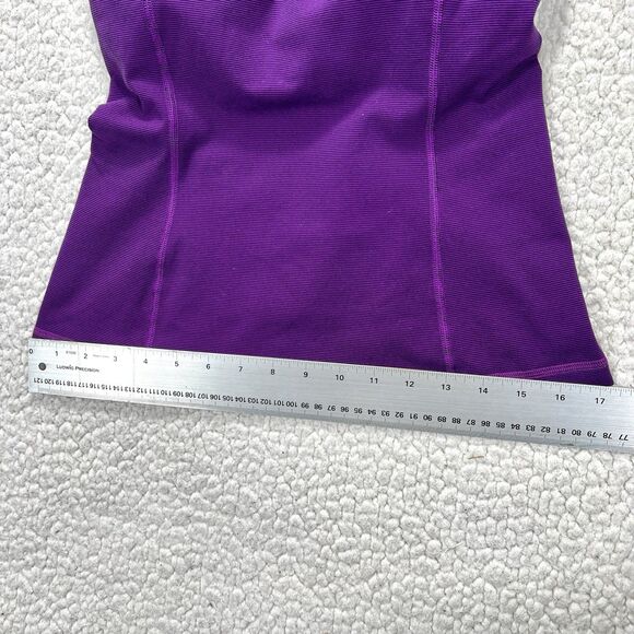 Lululemon Power Y Tank Top Sz 6 Purple Stripe Criss Cross Back Built In Bra Yoga - Picture 11 of 11